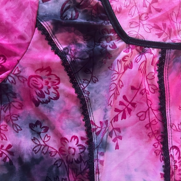 Y2K Sami Jo Tie Dye Pink Black Velvet Burnout Fairy Corset Grunge Top Size XL - Picture 4 of 7